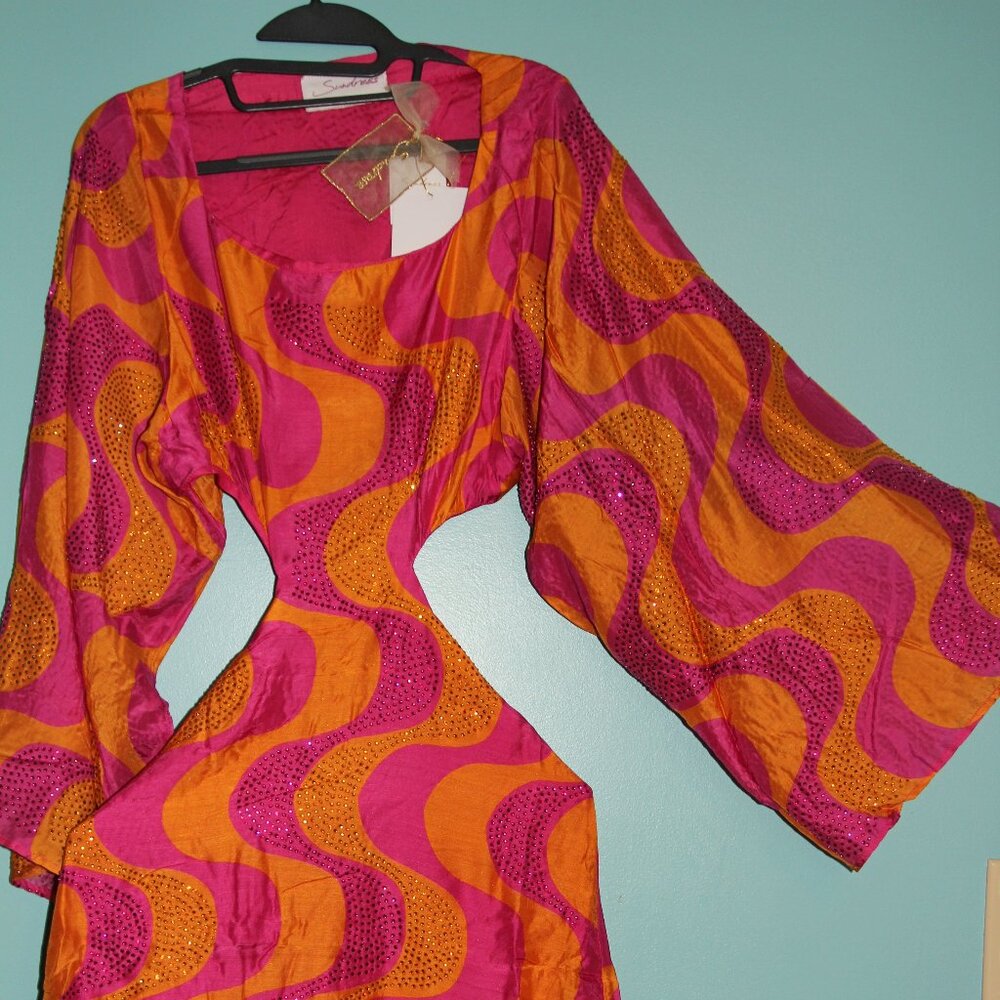 Sundress Amazonia Print Dress in Fuchsia and Orange